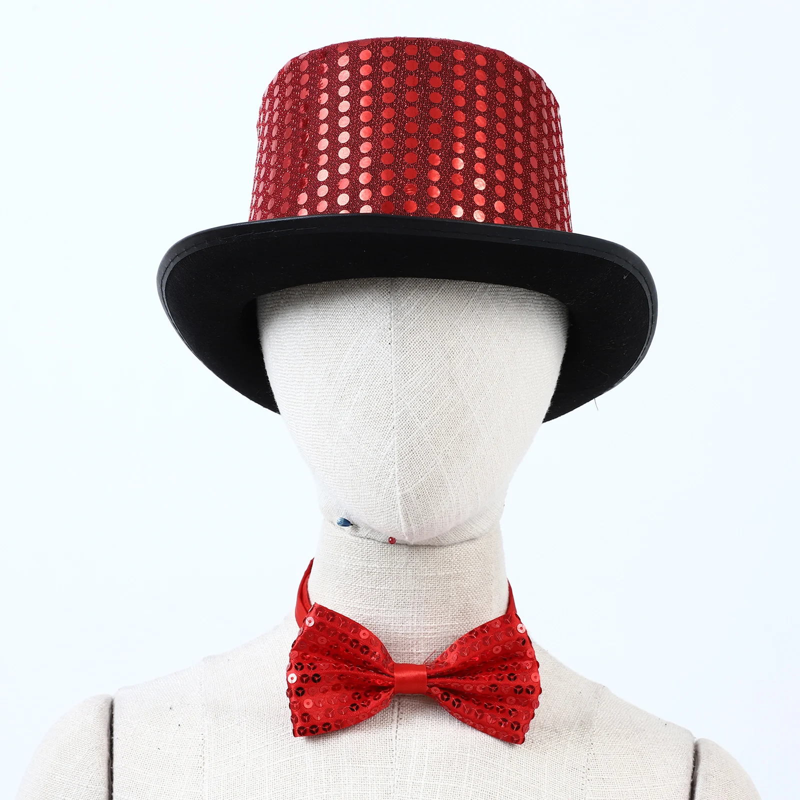 Conjunto de 3 peças para festivais e festas, com chapéu de palhaço, gravata borboleta e varinha destacável para performance de palco.