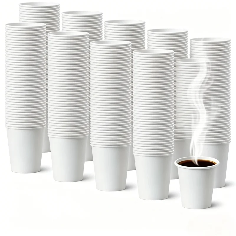 50/100 Stück weiße Pappbecher für Saft, Milch, Kaffee, Einwegbecher für heiße und kalte Getränke, Hochzeiten, Geburtstage, Picknicks, Verpackung