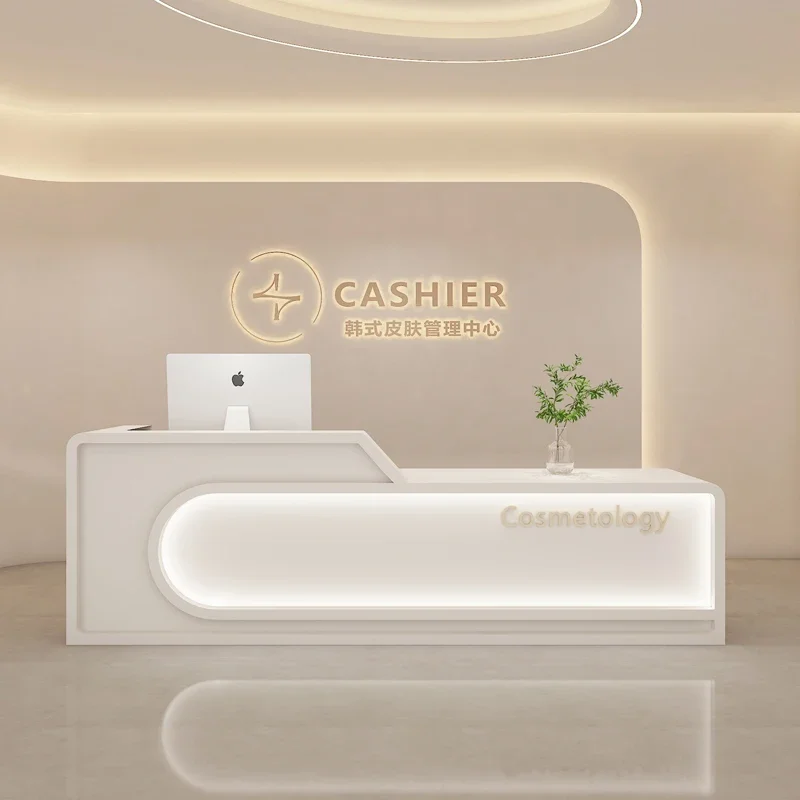 

Checkout Counter Floaoting Shelf Modern Luxury Furniture Home Bar Dhome Entrances Reception Receptie Minimalist Cosmetics Spa