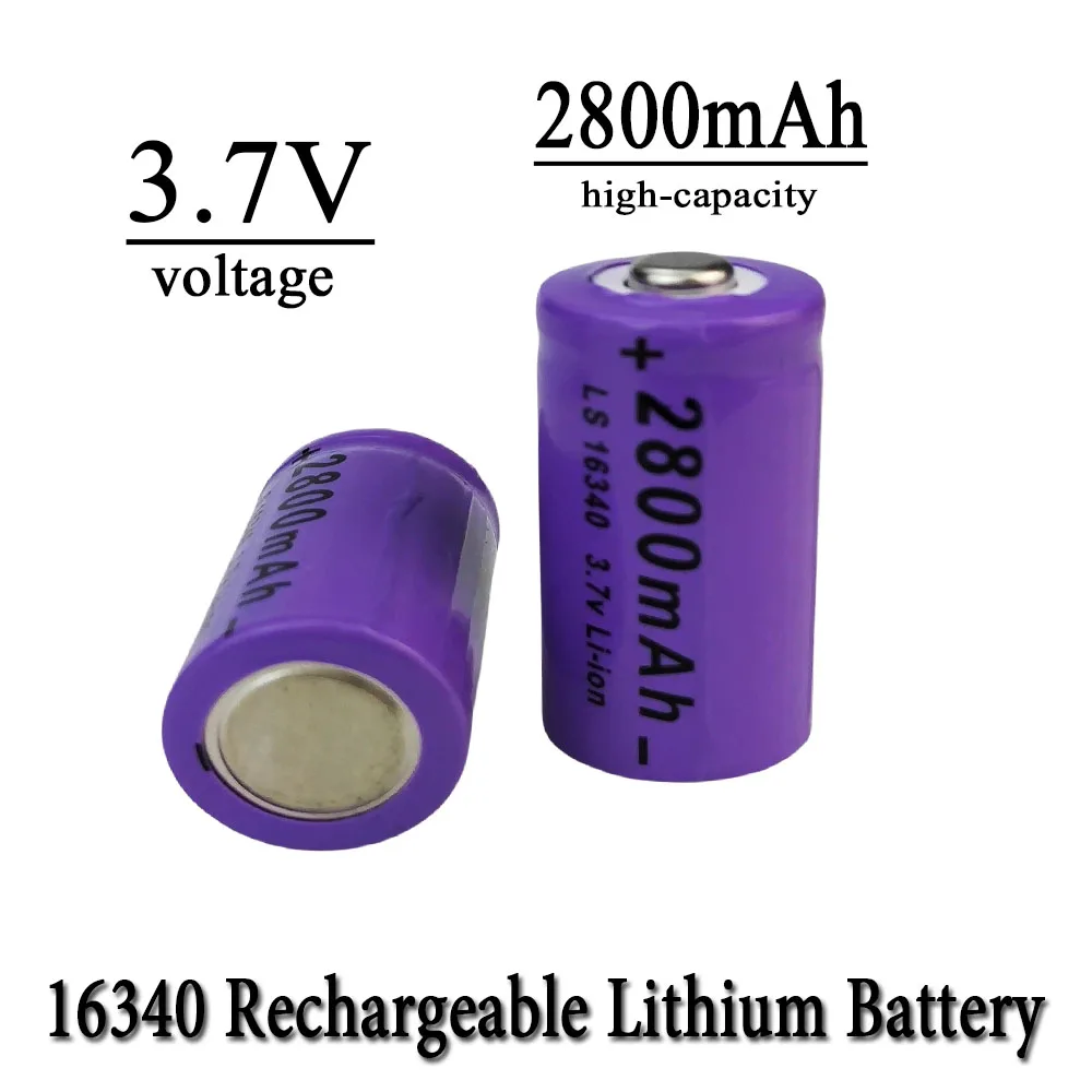 16340 بطاريات قابلة للشحن 3.7 فولت ليثيوم أيون 2800 مللي أمبير بطارية CR123A لمصباح LED لبطارية 16340 CR123A #4