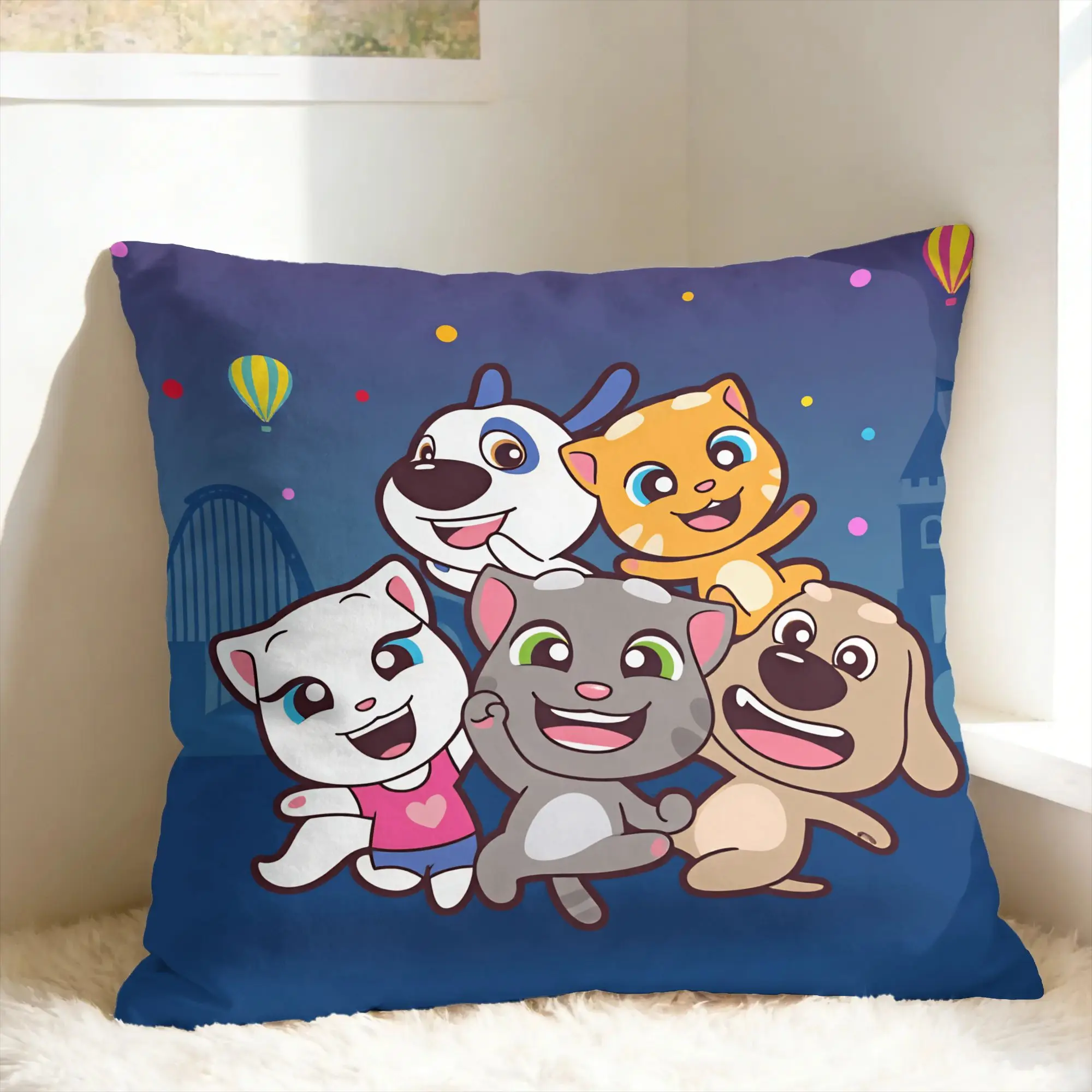 Decorative T-Talking T-Tom And F-Friends Pillowcases  Cute Funny Pillow Case For Sofa Bedroom Home Decor Comfy Pillow Cover