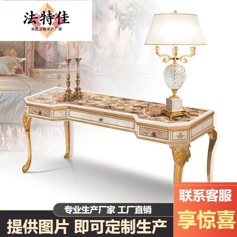 Shell Parquet Dressing Table Carved Dressing Table Makeup Mirror Villa Furniture Dressing Table