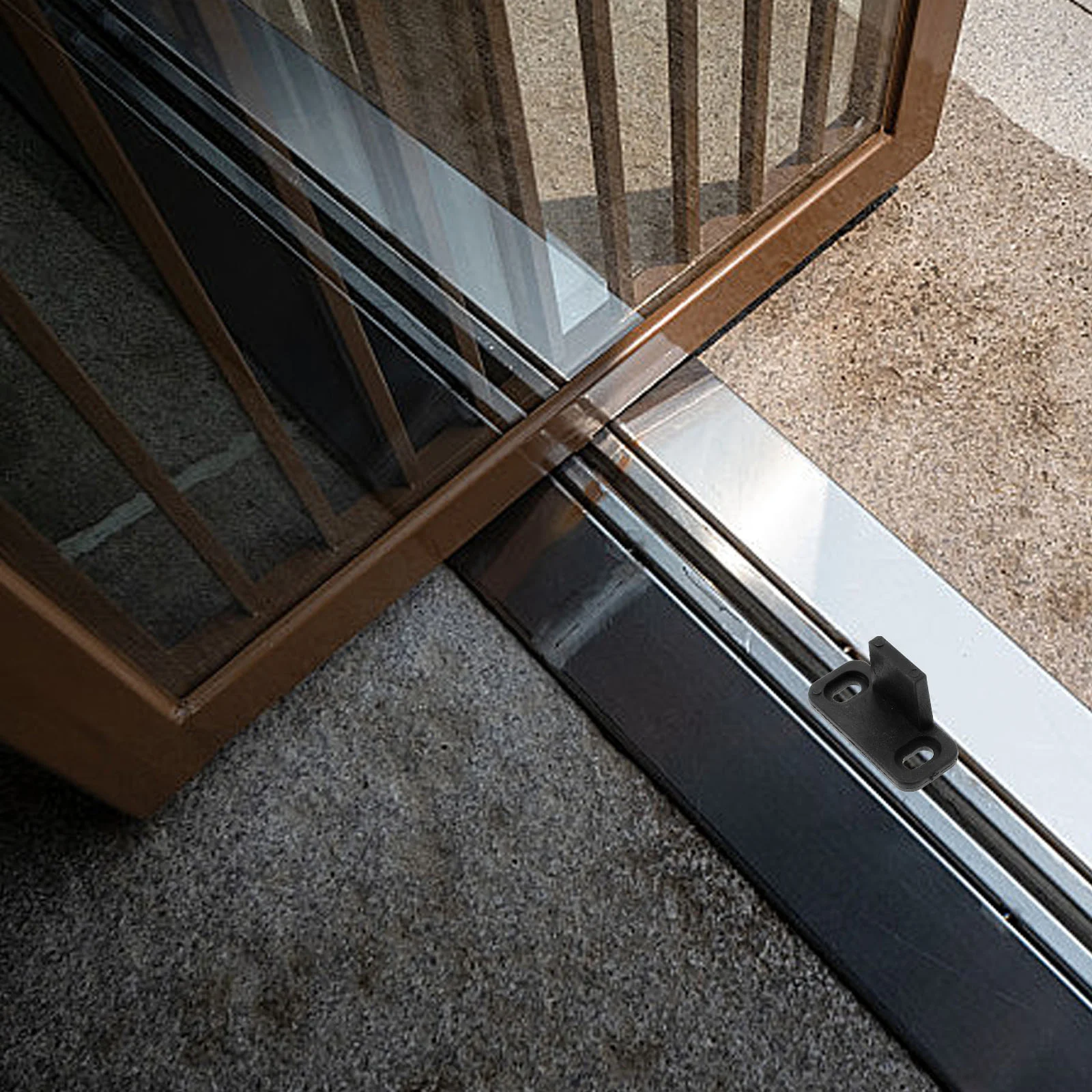 4 Pcs Door Swing Stopper Sliding Closet Track Guide Barn Guides for Bottom Floor Black Hardware