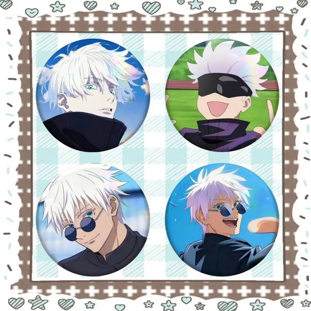 Jujutsu Kaisen Satoru Gojo Anime Badge Tinplate Meme Round Brooch For Hat Bag Creative Lapel Jewelry Accessories Gifts