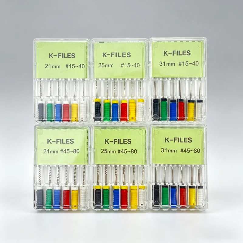 Limes K en acier inoxydable pour traitement des canaux radiculaires – 6 pièces/boîte, instrument dentaire endodontique