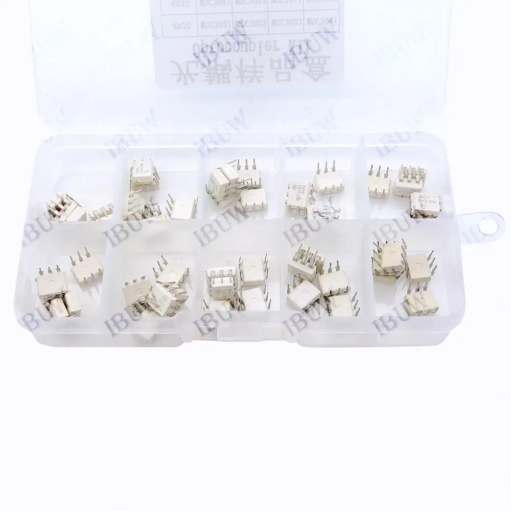 10Values Optocoupler kit 4N25 4N35 MOC3021 MOC3022 MOC3052 MOC3061 MOC363 Each 5pcs MOC3023 MOC3041 MOC3043 MOC3052