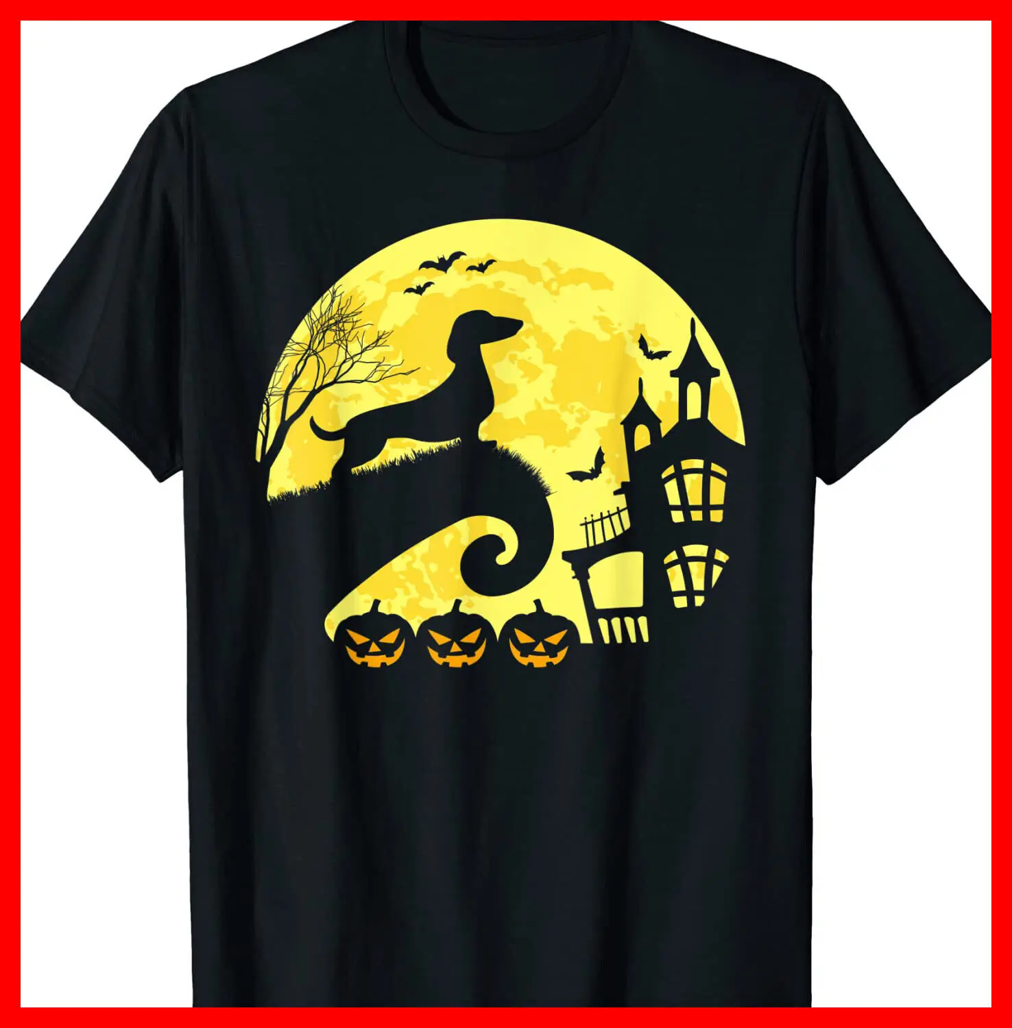 Halloween Dachshund Weenie Wiener Moonshine Sausage Dog T-Shirt S-5XL