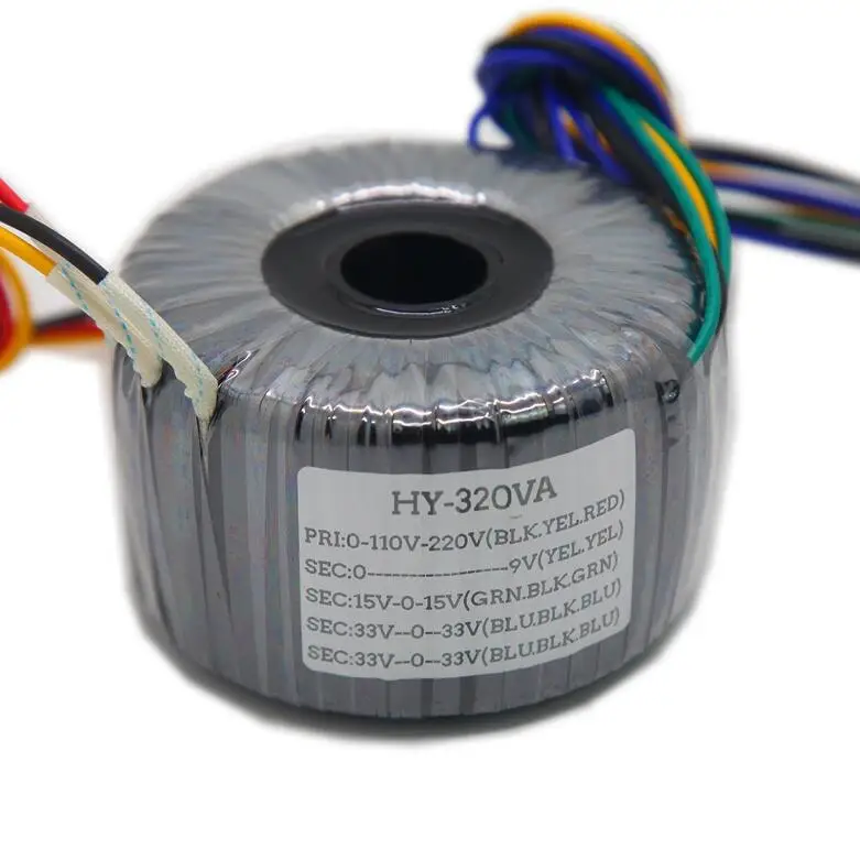 33V-0-33V 33V-0-33V 0-9V 15V-0-15V Pure copper wire winding 320W Toroidal audio transformer