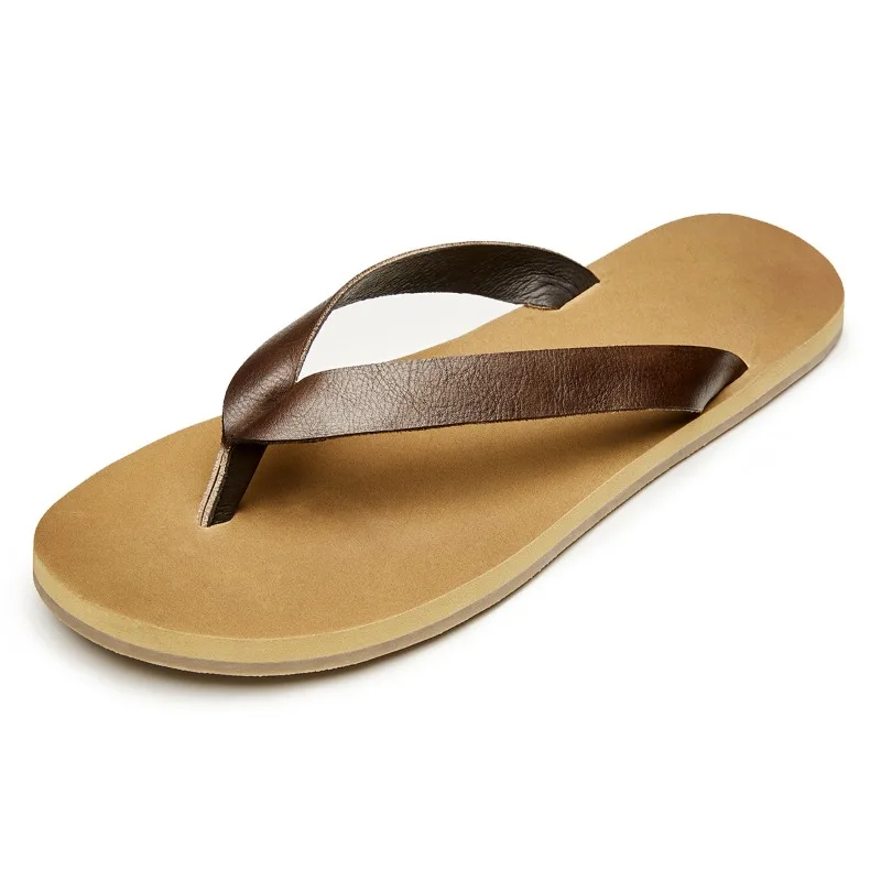 

Fashion Mens Genuine Leather Flip Flops Luxury Handmade 2026 Summer Fashion Outdoor Classic Retro Beach Shoes Male Size 44