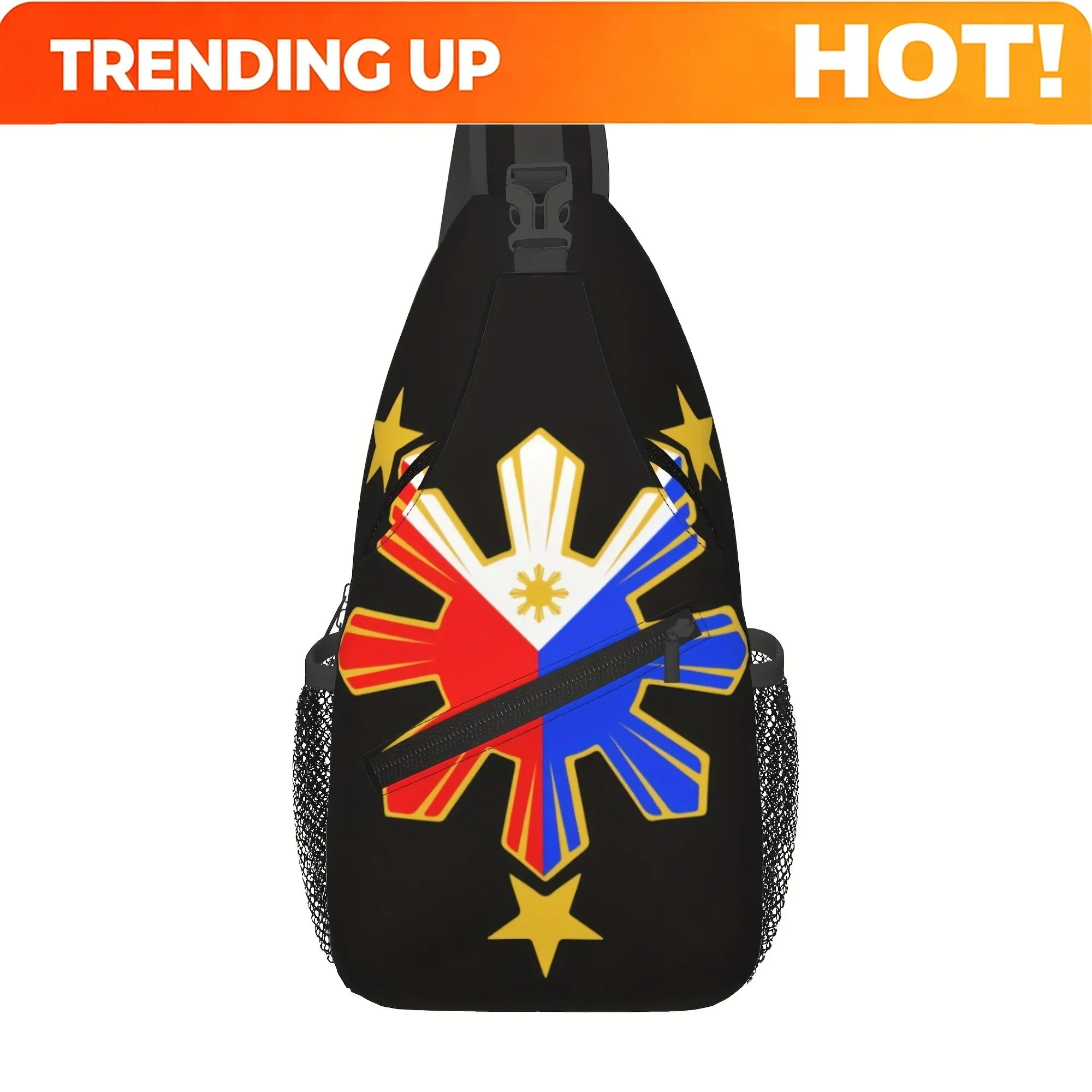 Custom Philippine Pride Fashionable Sports Chest Bag, Crossbody Bag, Sling Bag, Convertible Shoulder Belt, Suitable For Outdoor