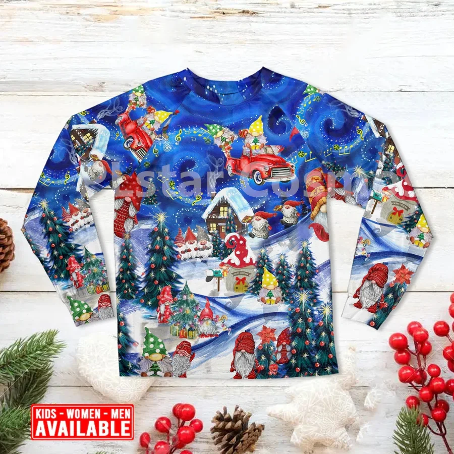 Christmas Hanging With My Gnomies - Pajamas Long Sleeve 3D All Over Printed Family Pajamas Cosplay Clothes