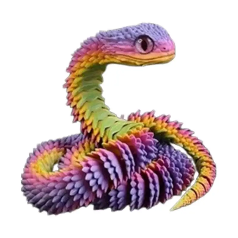 3D Printed Snake Flexible Full Body Joints Movable Simulation Animal Glowing Toy Model Home Desk Accessories Gift for Children