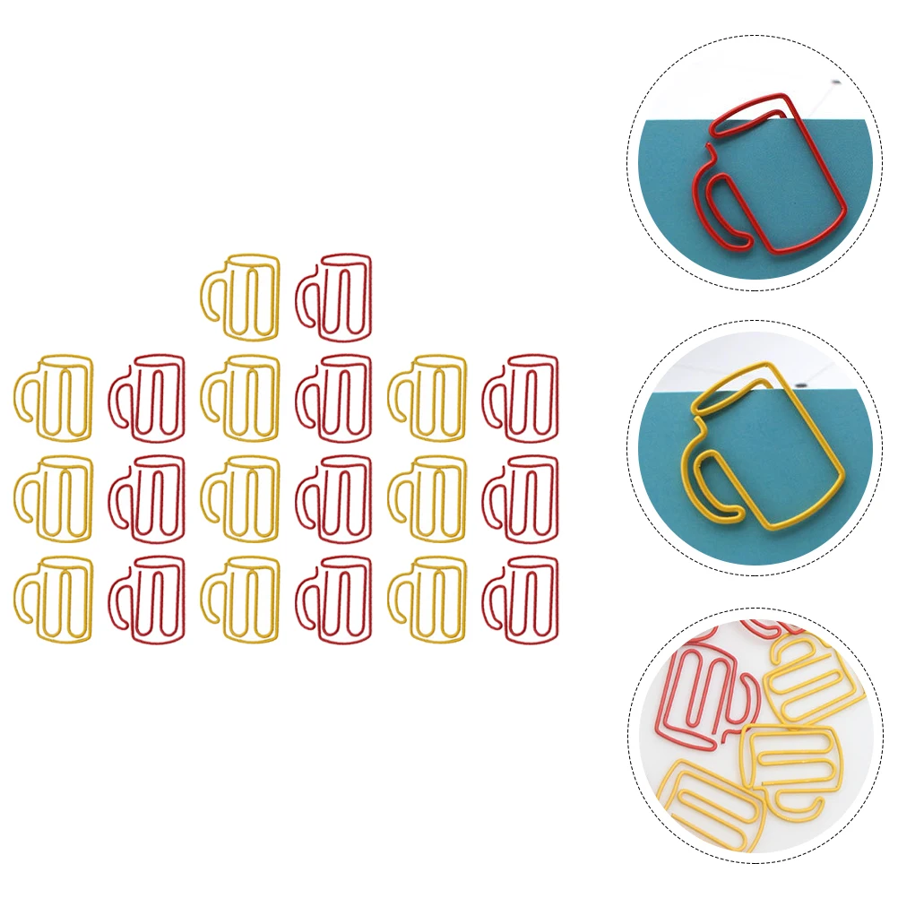 

20pcs Cup-Shaped Paper Creative Alloy Bookmark Clips For Business Cards Files Practical Office Supplies Mini Binder