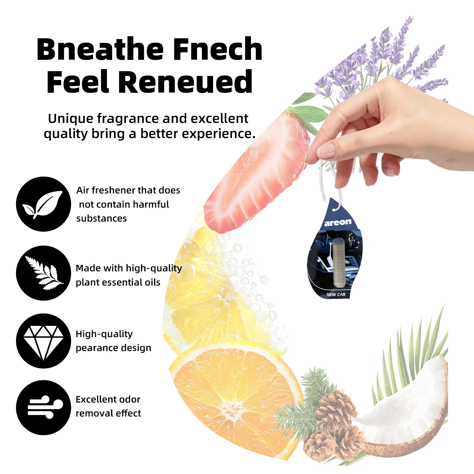 Areon 5/20 قطعة معطر هواء جديد للسيارة، ورق معطر للشاي الطبيعي، نوع معلق مثبت على السيارة، ملحقات السيارة الداخلية #5