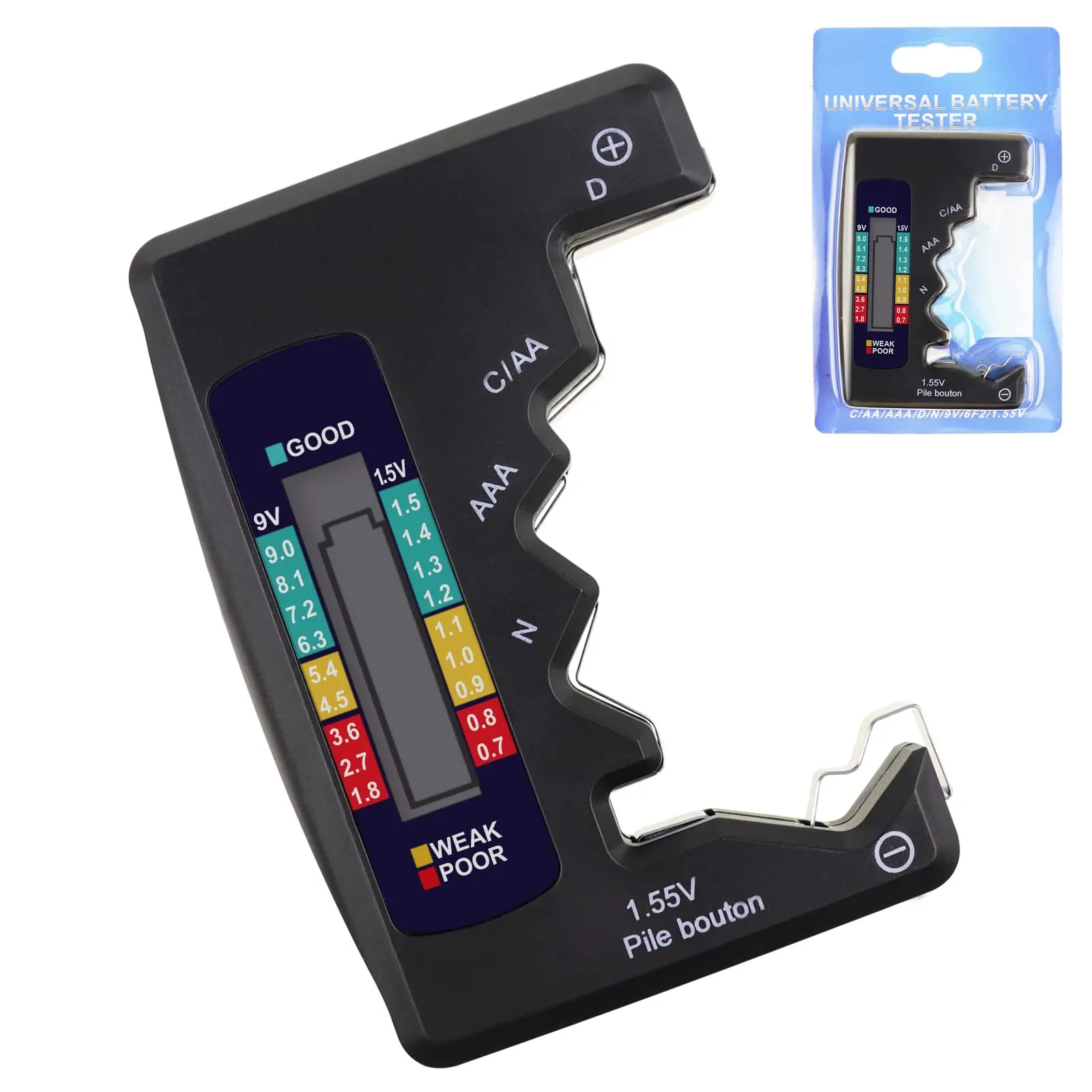 Batteries Tester Digital Capacity Universal Button For Lithum N /AAA/CAA/D/1.5V Cell Batteries Tester Checker BT168 Power