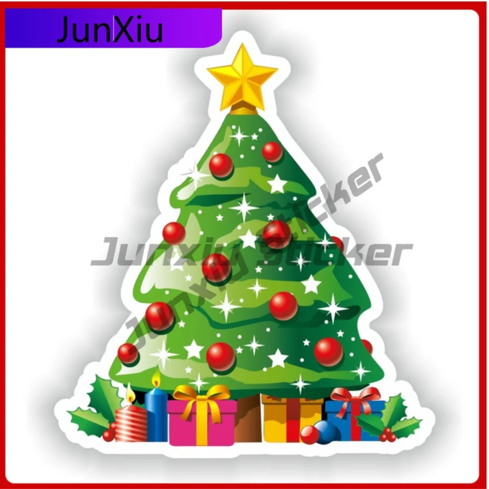 

Christmas Tree Vinyl Pictures Stickers Suv Car Cover Scratch Sticker Happy Camping Decals Waterproof Bicycle Accessories For Car