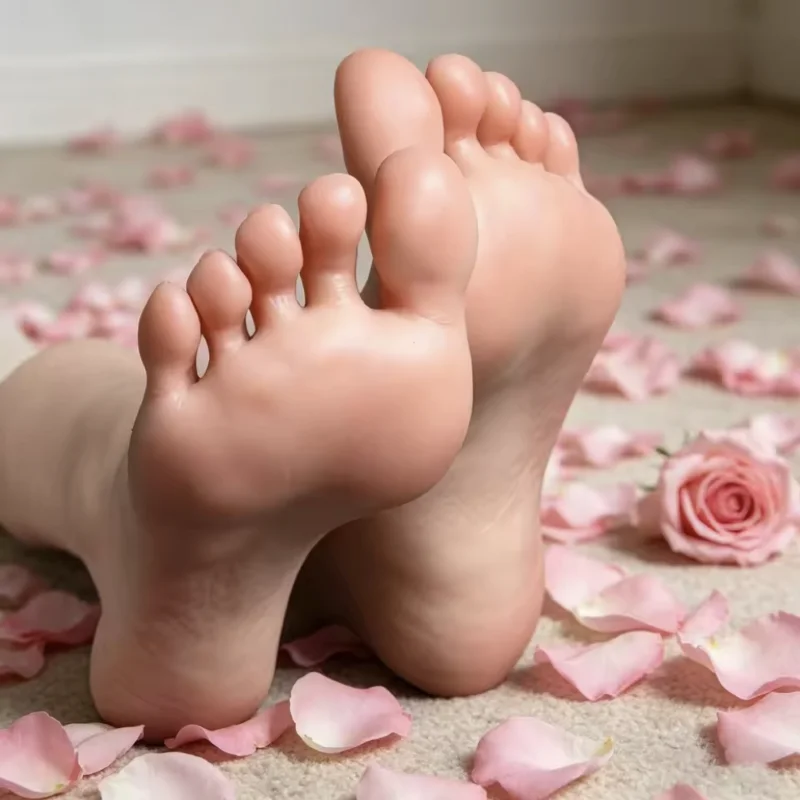 Lifelike Female Simulation Silicone Foot Model for False Nail Practice Foot Fetish Sock Shoe Jewelry Display Props TG 3727