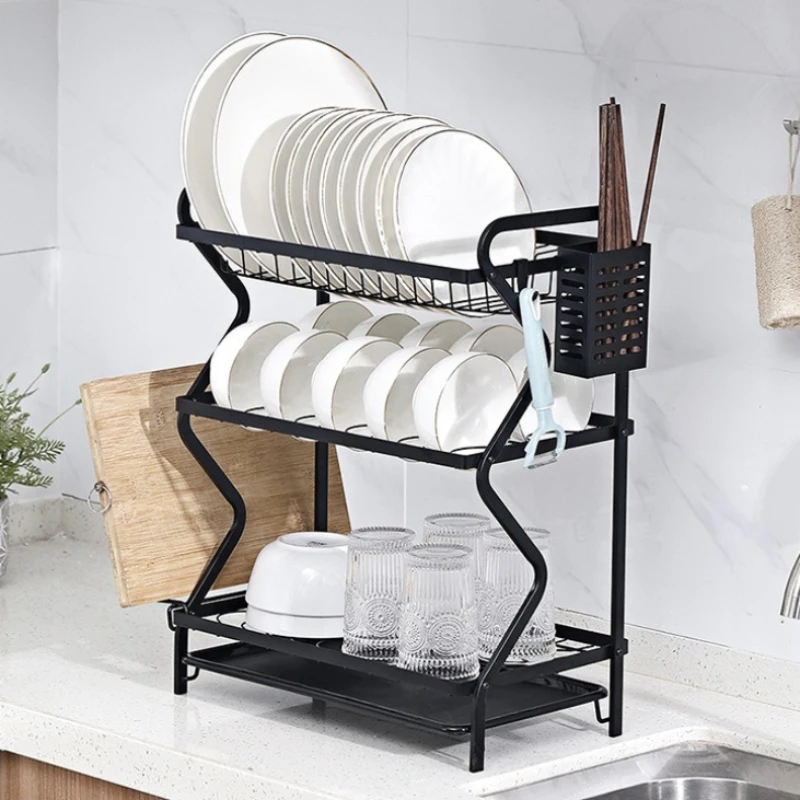 

Firm Kitchen Drain Bowl Holder Tableware Water Filter Shelf Household Plates Dish Cutlery Storage Box