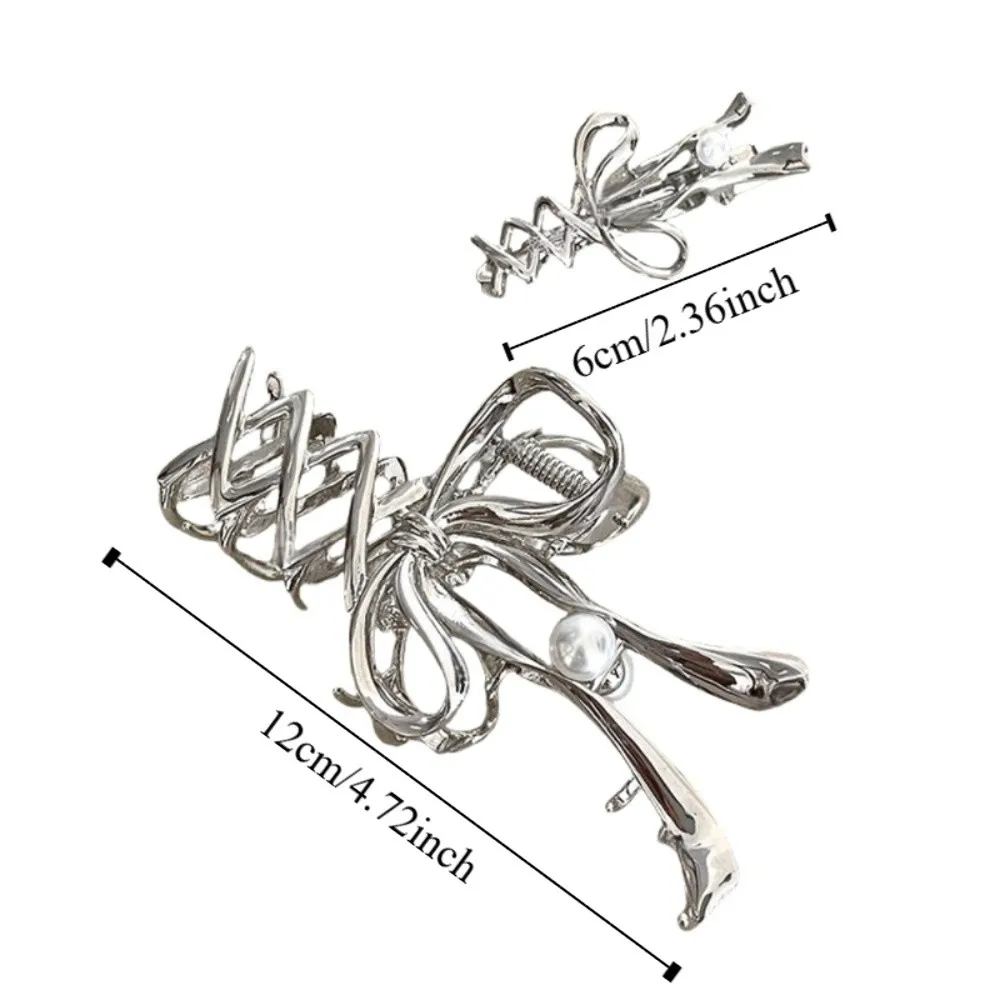 Cinta de aleación creativa, pinza para el pelo con lazo, lazo de perla Vintage, tocado, horquilla de Ballet plateada, accesorios para el cabello