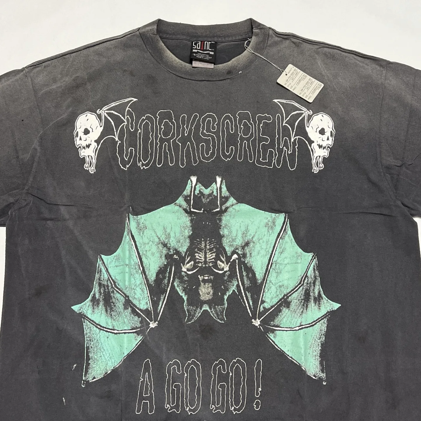 2026ss Saint Bat Skull Printed Gothic Style Women Men T shirts Tees Vintage Men Cotton Oversized Thick T shirt