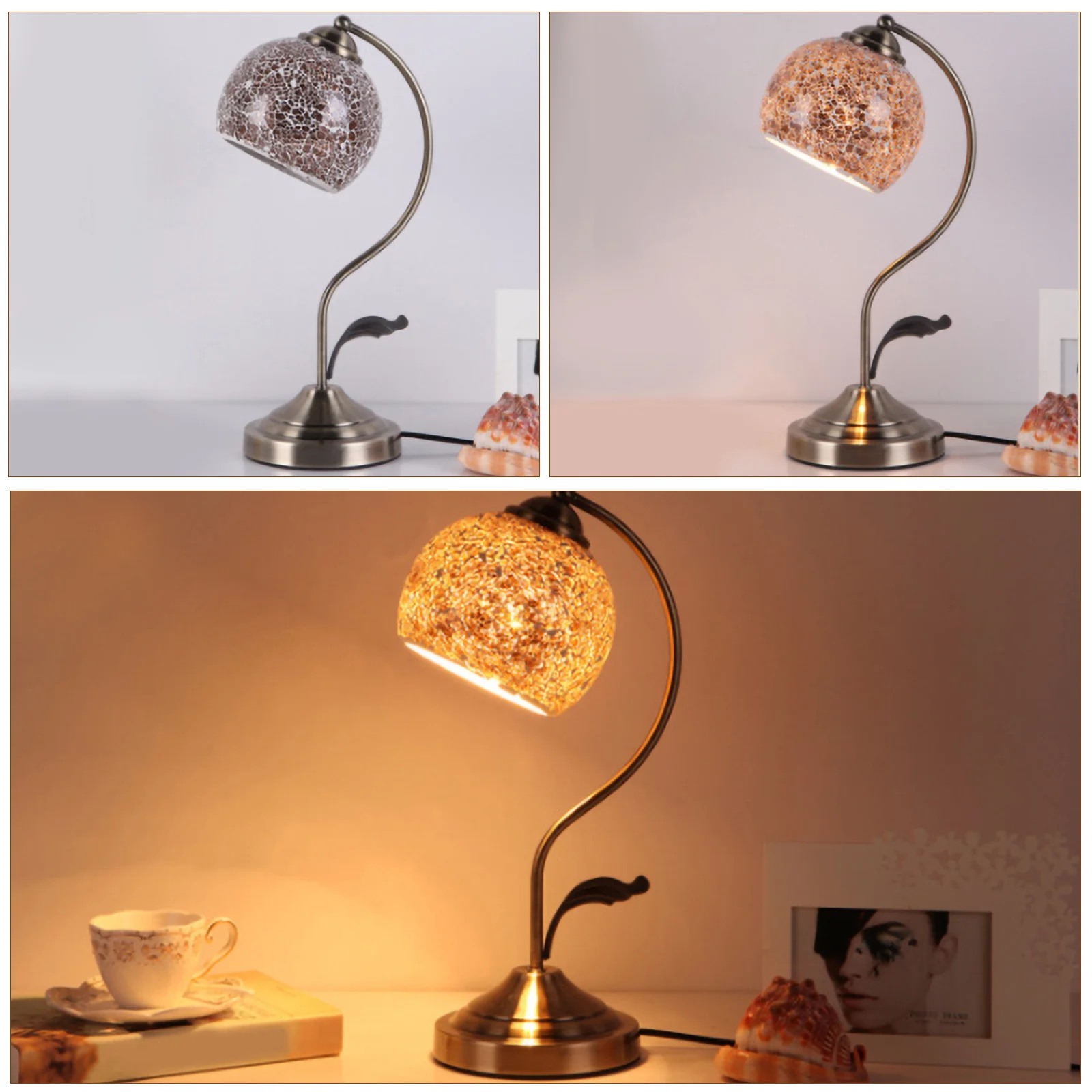 

Wall Light Shade E26 E27 Vintage Mosaic Glass Lampshade Decorative Indoor Light Cover Lamp Accessory for Bedroom Office Study