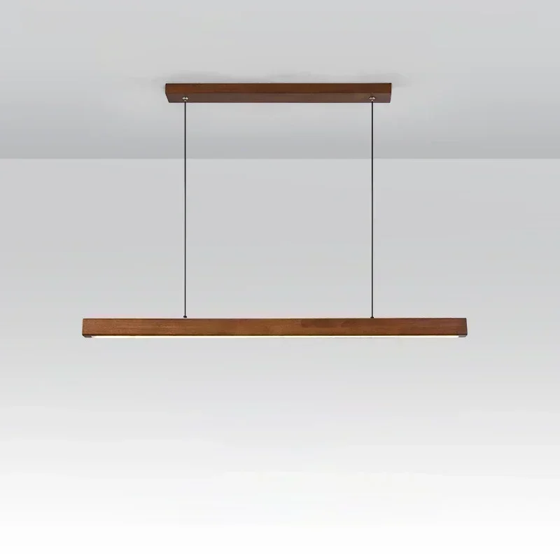 Lámpara colgante LED moderna de madera con tira larga, lámpara de mesa de comedor, lámpara colgante para sala de estar, comedor, cocina, accesorio de iluminación