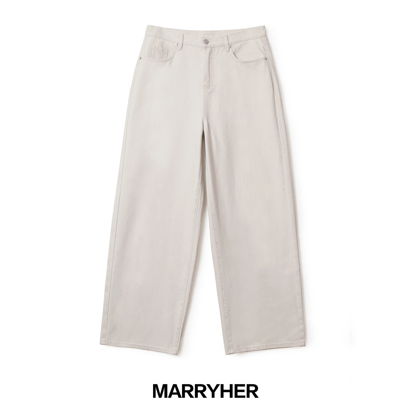 

Marryher Women's Loose Fit Wide Leg Jeans 12oz Long Staple Cotton Natural Waist Zipper Closure All Season Comfortable Cotton