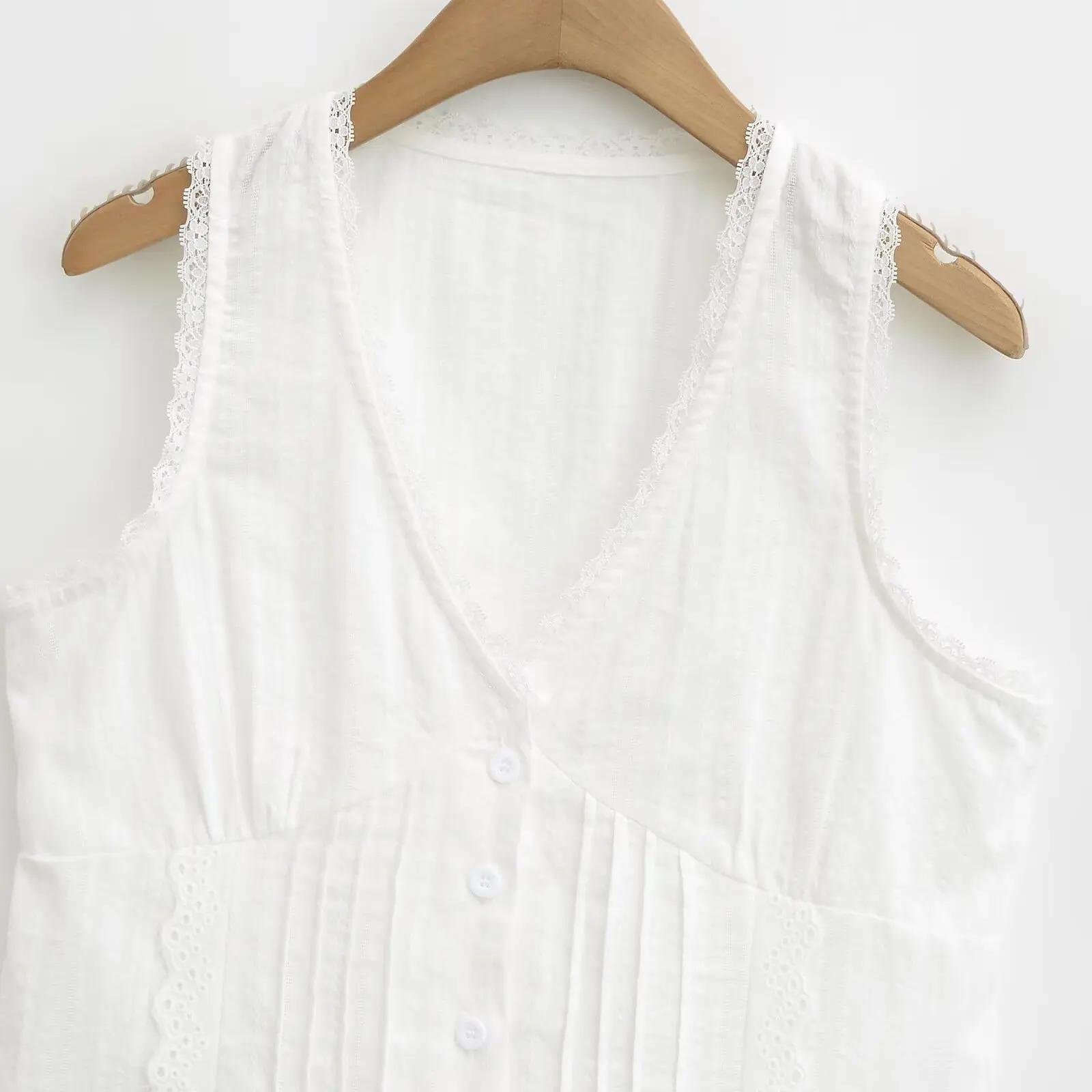 

Pure Desire Lace Trim ter Top Women's Summer Sexy Spicy Girl Beautiful Matching V-ne Tank Street Sle ort Cotton Blend