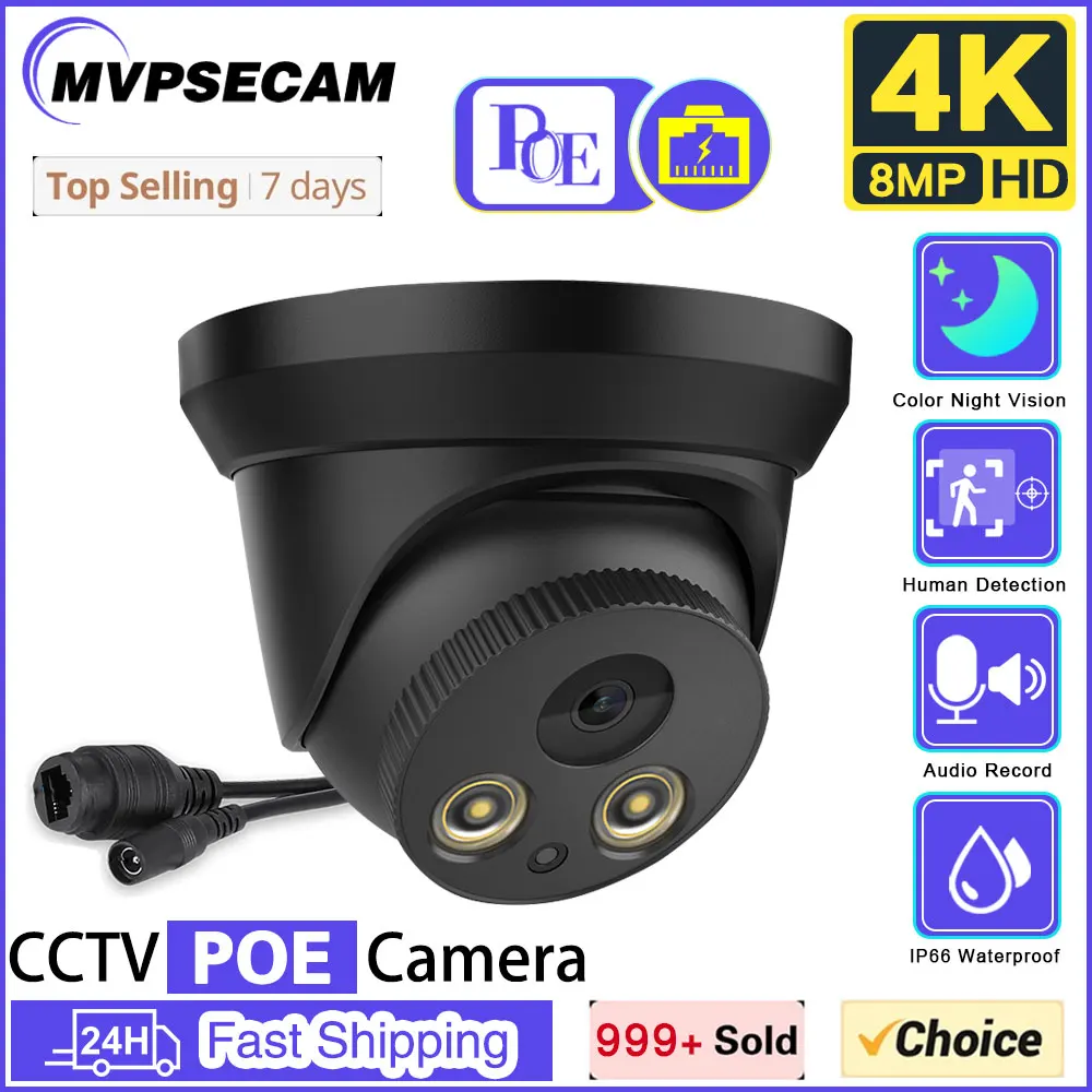 

4K POE Dome Ceiling Camera Outdoor Waterproof Color Night Vision CCTV IP Security Camera 8MP Home Video Surveillance Cam Audio