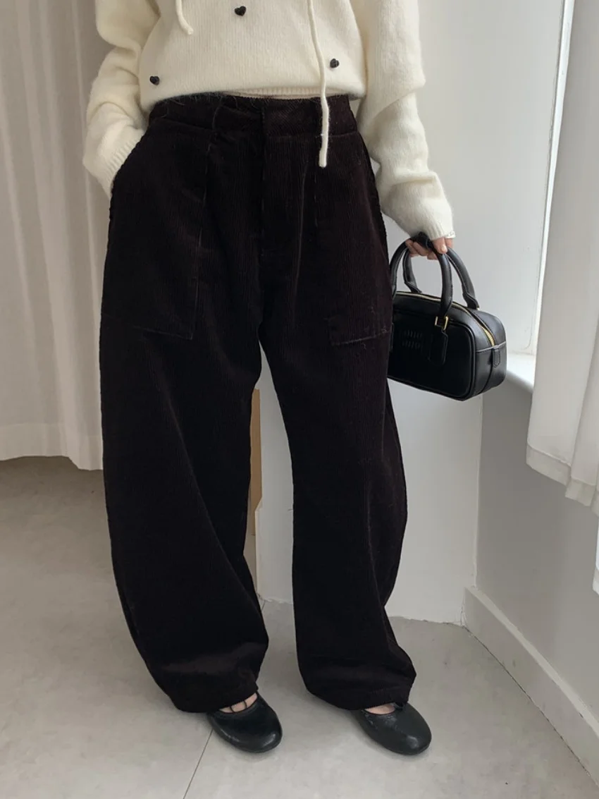 

Женские утепленные брюки Alien Kitty, шикарные винтажные свободные новые уличные модные повседневные универсальные брюки 2024, минималистичный зимний вельвет