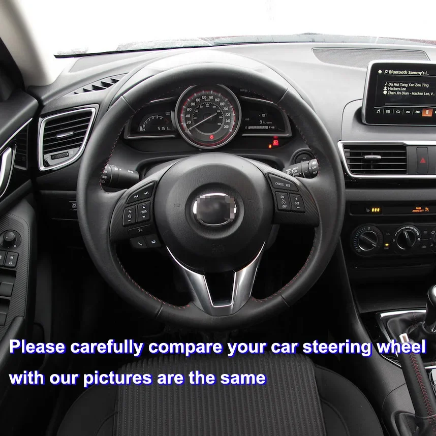 Hand Sewn Non-Slip Leather Steering Wheel Cover Wrap for Mazda CX-5 Atenza 2014 CX-3 2016 Scion IA 2016 - Car Accessory