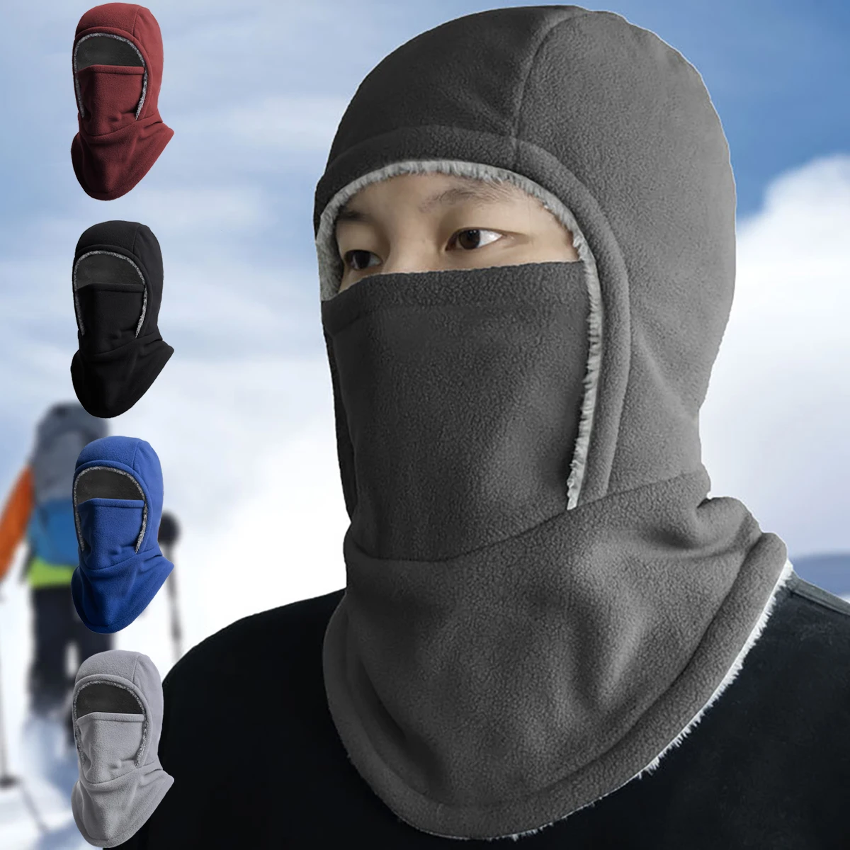 Skimaske Fahrradschal Winter-Thermo-Sturmhaube Wintermaske Warme Kapuze Winddicht für Männer Frauen Kälteschutz Vollgesichtsmaske