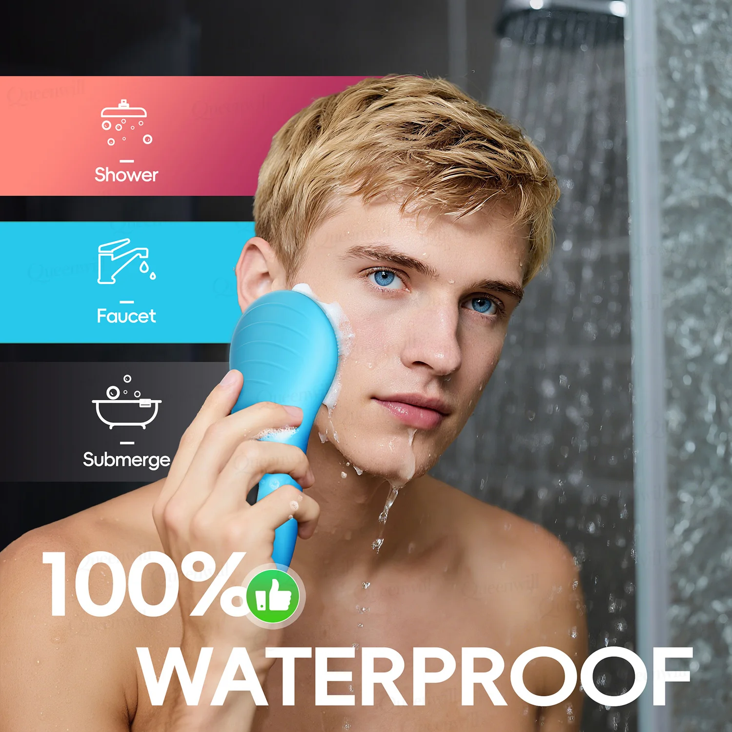 Spazzola elettrica per la pulizia del viso sonica con spazzola per la pulizia del viso riscaldante per la pulizia profonda Scrubber in silicone ultra igienico unisex