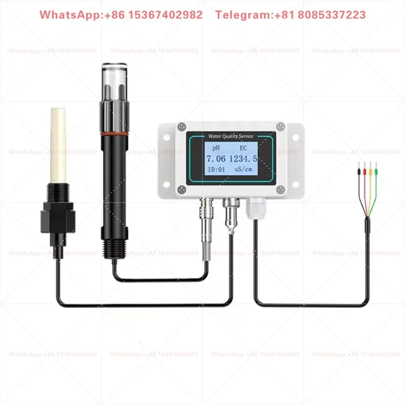 RS485 pH EC transmitter ph conductivity meter 2 in 1 sensor Modbus RTU industrial wastewater electrode Agriculture aquaculture