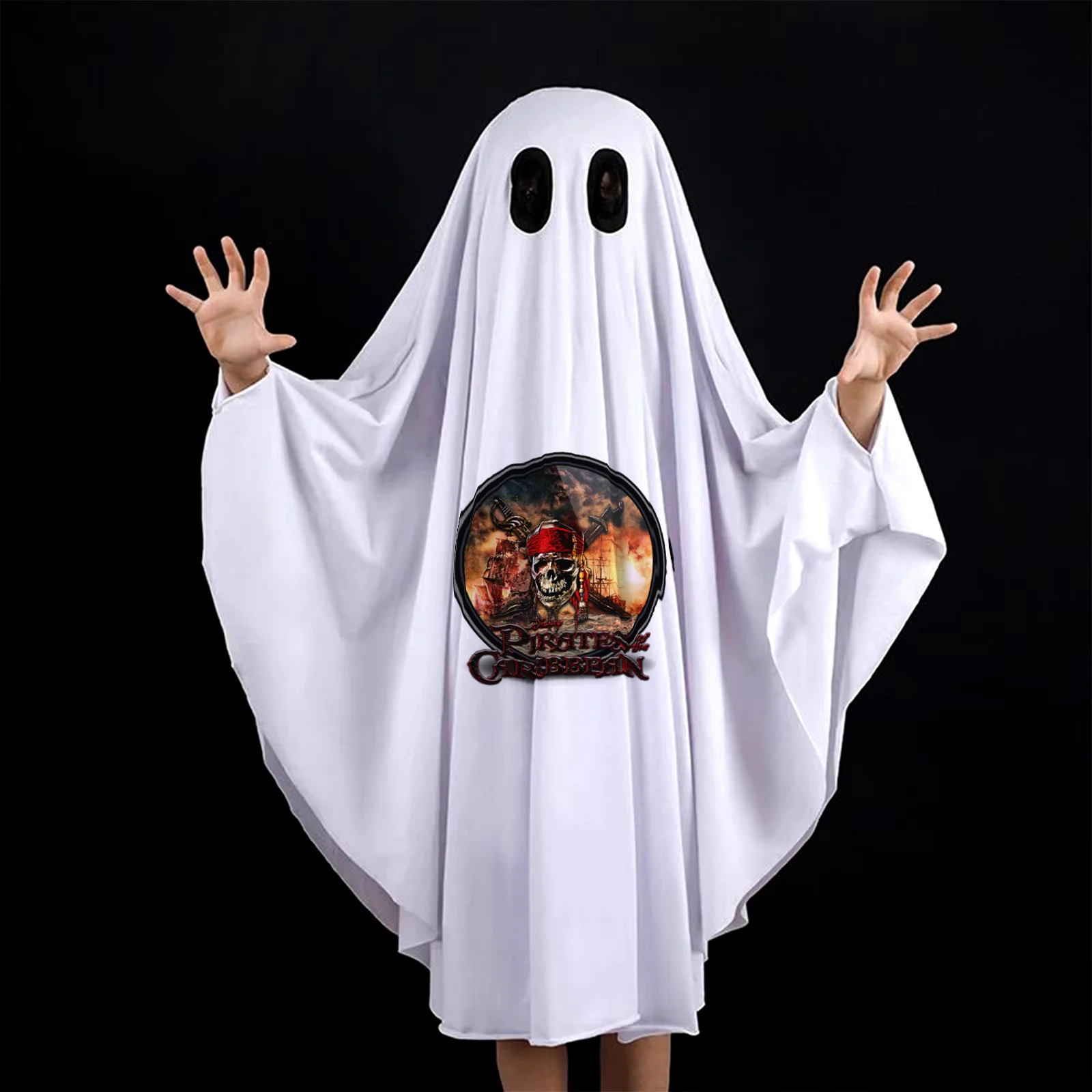 Pirates Of The Caribbean Halloween Cosplay Costume Horror Fright Ghost Smiley Face Black Eye Cloak Adult Children Stage Costume