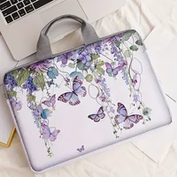 One Piece Set, Two Styles, Purple butterfly Pattern Laptop Bag and Briefcase, Suitable for 14 inch Laptops – view 1
