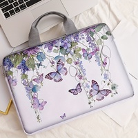 One piece set, two styles, purple butterfly pattern laptop bag and briefcase, suitable for 14 inch laptops
