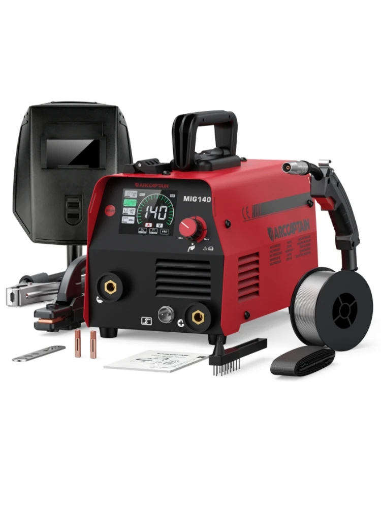 ARCCAPTAIN MIG140 MIG-Schweißgerät 3-in-1 230V Halbautomatisches Lift-TIG-Argon-Lichtbogen-MMA-MIG-Gasloses Schweißgerät Tragbares IGBT-Synergy-Werkzeug