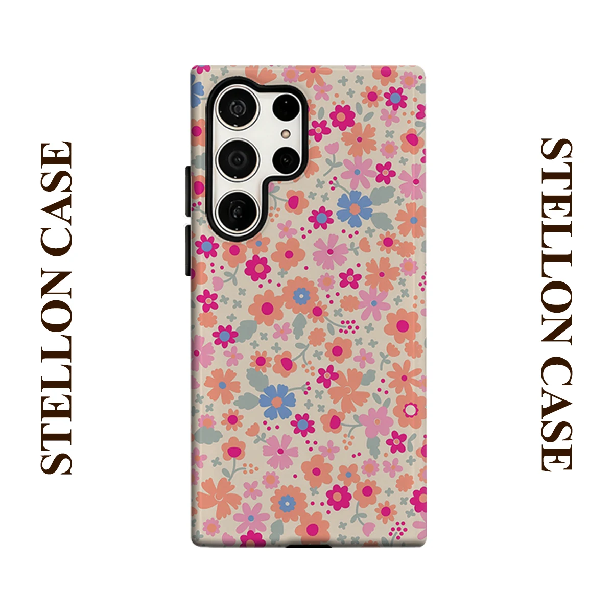Pastel Tiny Floral Glossy Double Layer Shockproof Phone Case For Samsung Galaxy S25 Ultra S24 Plus S23  Ultra Hard Back Cover
