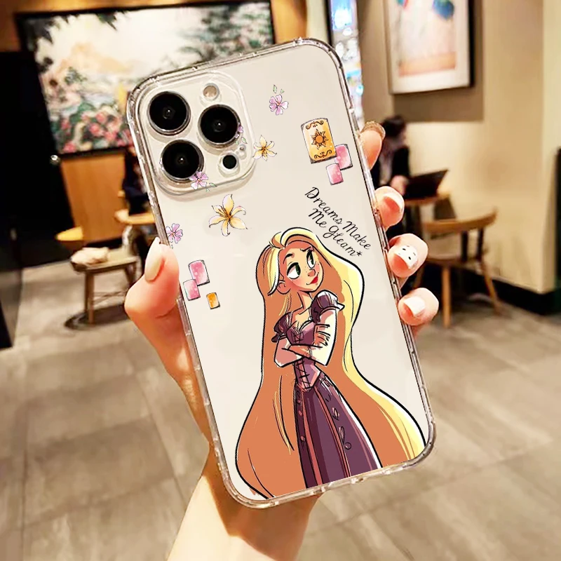 Princess Tangled Rapunzel For Apple iPhone 15 14 13 12 11 XS XR X 8 7 SE Pro Max Plus Mini Transparent Phone Case