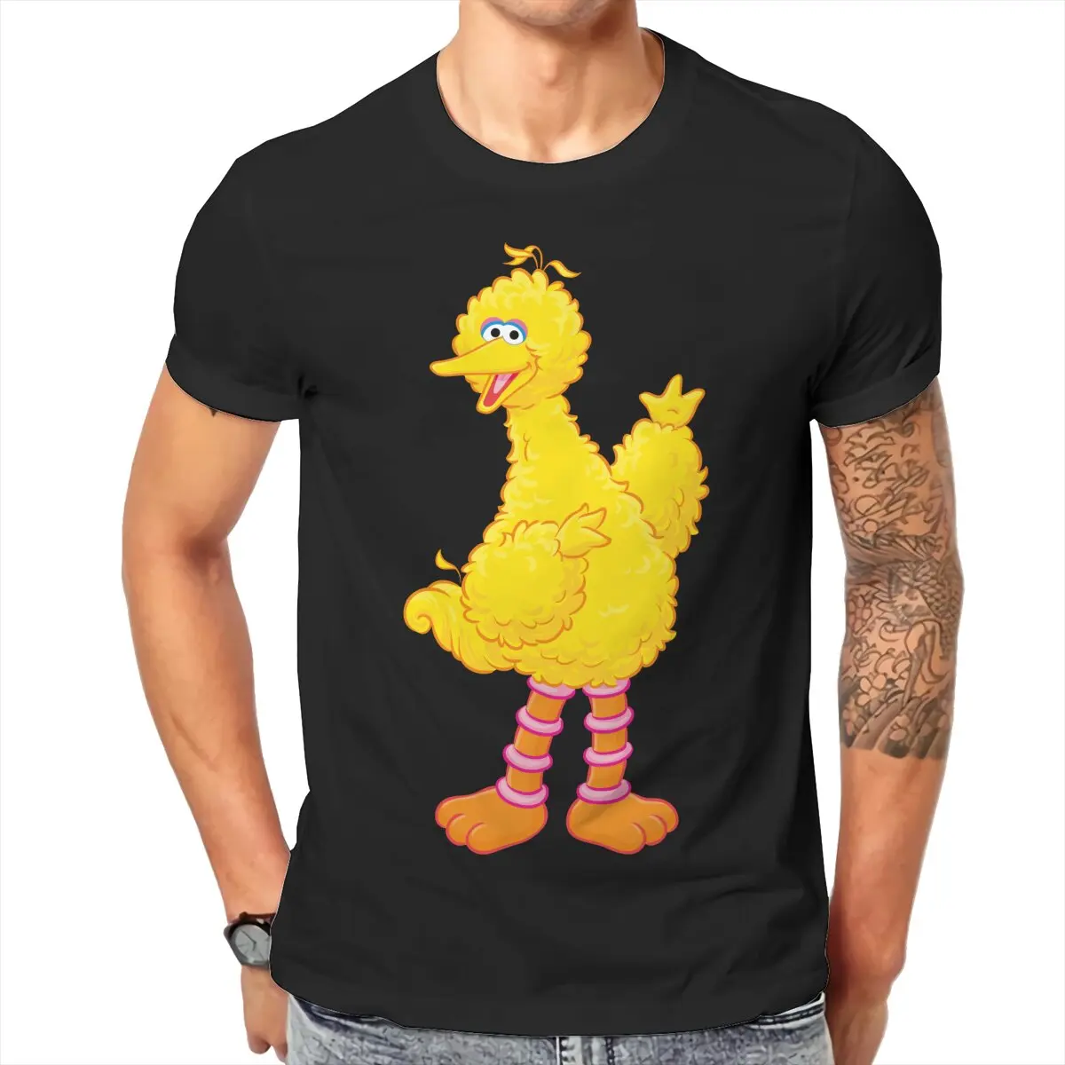 Men Sesame Streets T-Shirt Crewneck Cotton Style Big Bird Hipster Ofertas O Neck Graphic Tshirt