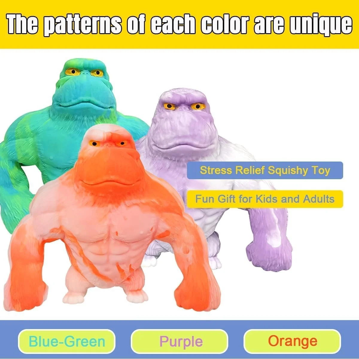 Squishy Monkey Toy Stretchy Glue-Sand Filled Rubber Gorilla Elastic Stretchable Autism Decompression Toy Adults Children Gift