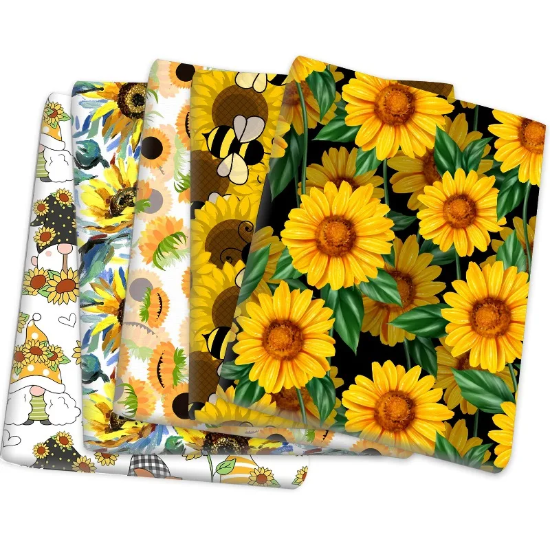 Sunflower Series Ventilate Printed Fabric for Clothes Skirts Clothing Shirts Handmade DIY Canvas Cloth By The Meter Sewing