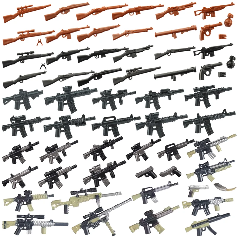 Figuras de armas militares de la Segunda Guerra Mundial, soldados, mitrolas, bloques de construcción, Ejército soviético alemán de EE. UU., Rifle de asalto láser de 98K, juguetes de ladrillos M16