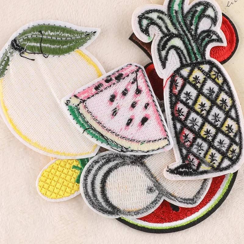 FZdiy Patches for Clothing Lovely Fruit Pineapple Lemon Watermelon Thermoadhesive Patch Iron on Patches Embroidery Applique