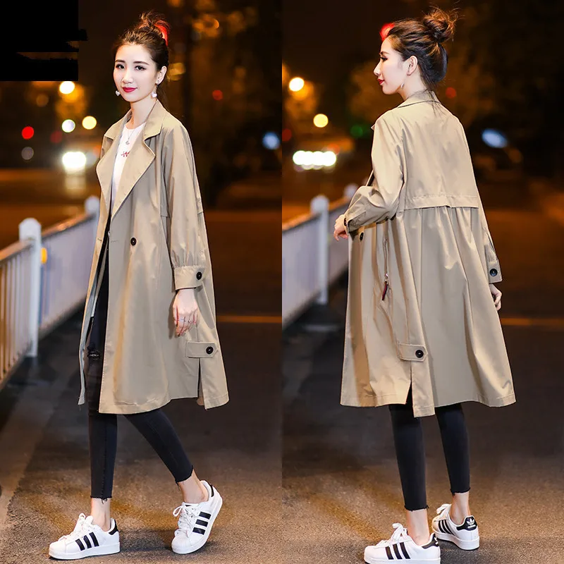 

2025 New Women's Coat Popular Loose Korean Style Casual Slimming Thin Mid-Length Trench Coat
