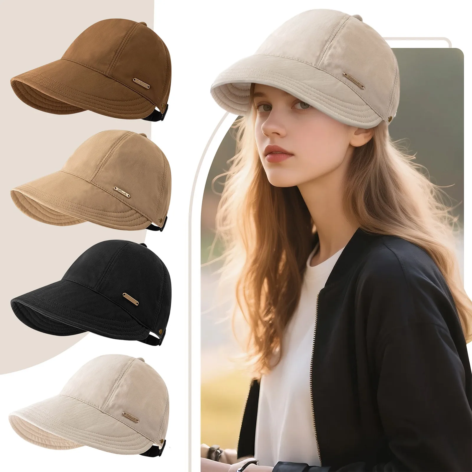 

Simple Style Lightweight UV Resistant Front Wide Brim Baseball Sun Hat Fashion Daily Beach Outdoor Sports Versatile Cap