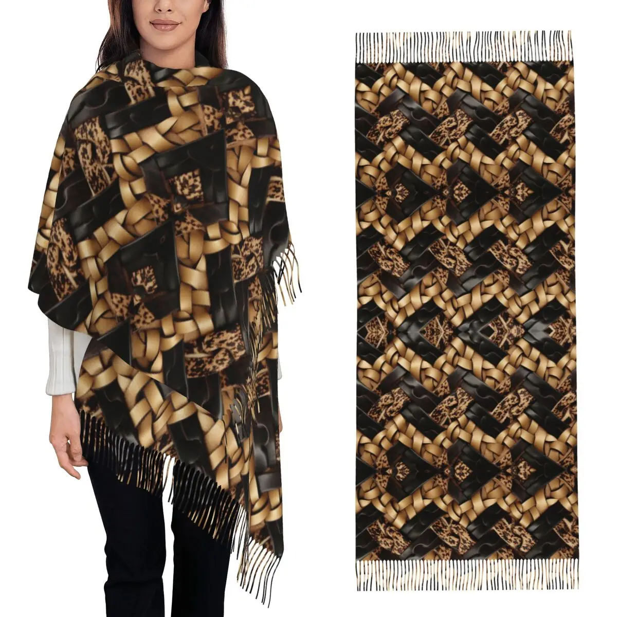 

Шарф с рисунком змеиной кожи, шарфы с кисточками для женщин, мягкие теплые шали и накидки, большая осенне-зимняя шаль