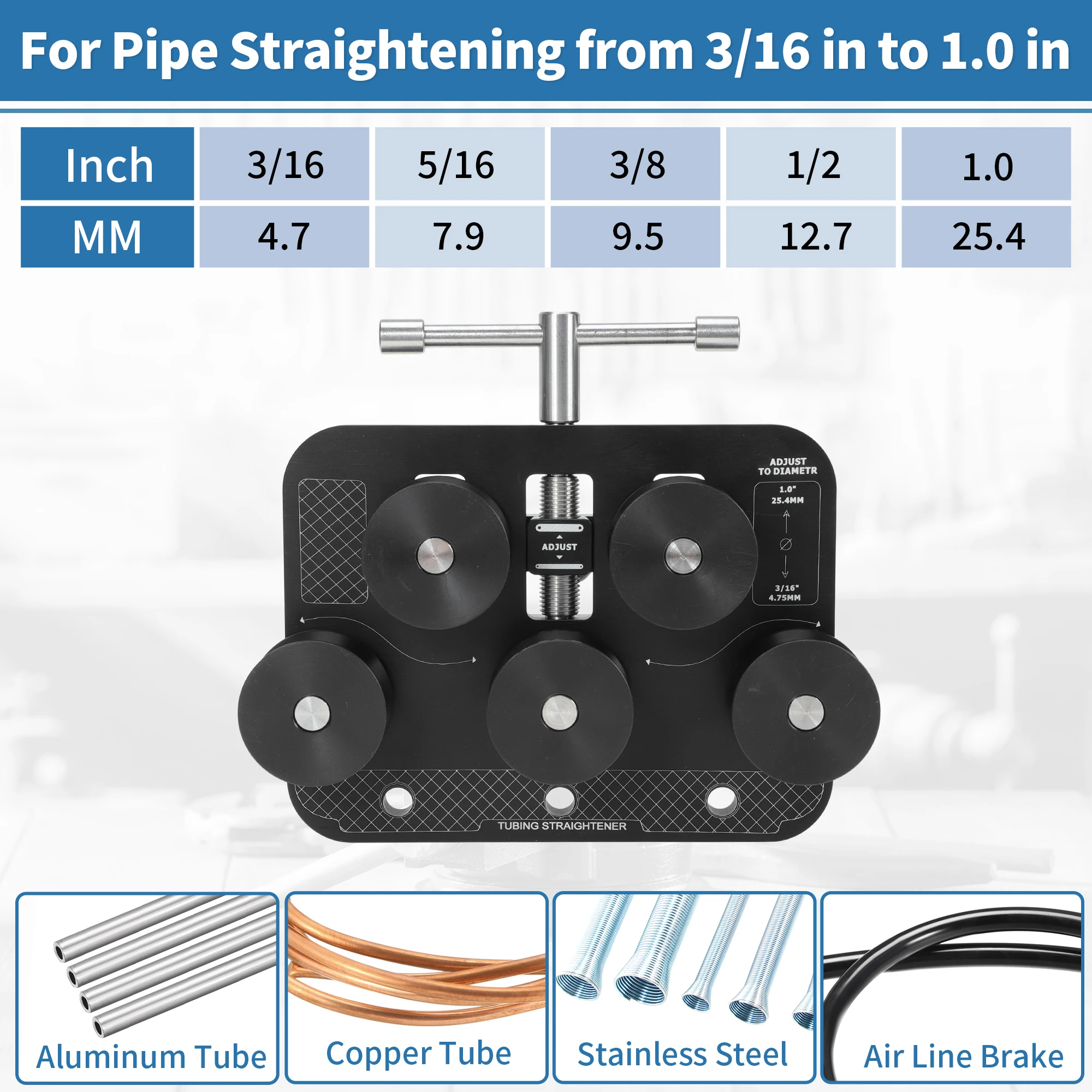 

UXCELL Tubing Straightener for 3/16" to 1.0" inch O.D. Brake Line Straightener Tool