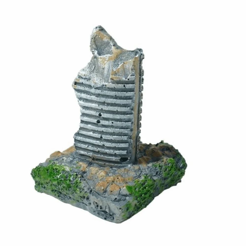 

Resin Material Aquarium Landscaping Realistic Details Fish Safe Urban Ruins Decorations Mini War-Damaged Building Tank Ornament